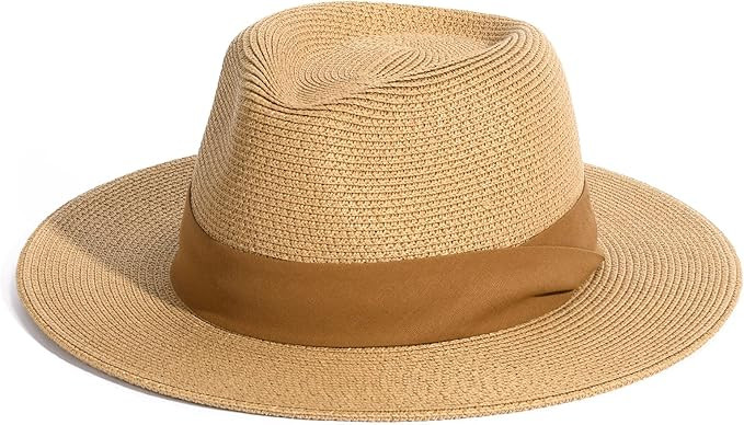 FURTALK Womens Mens Wide Brim Straw Panama Hat Fedora Summer Beach Sun Hat UPF Straw Hat for Wome... | Amazon (US)