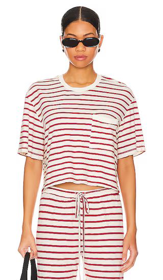 Stripe Jersey Crop Pocket Tee in Red Stripe | Revolve Clothing (Global)