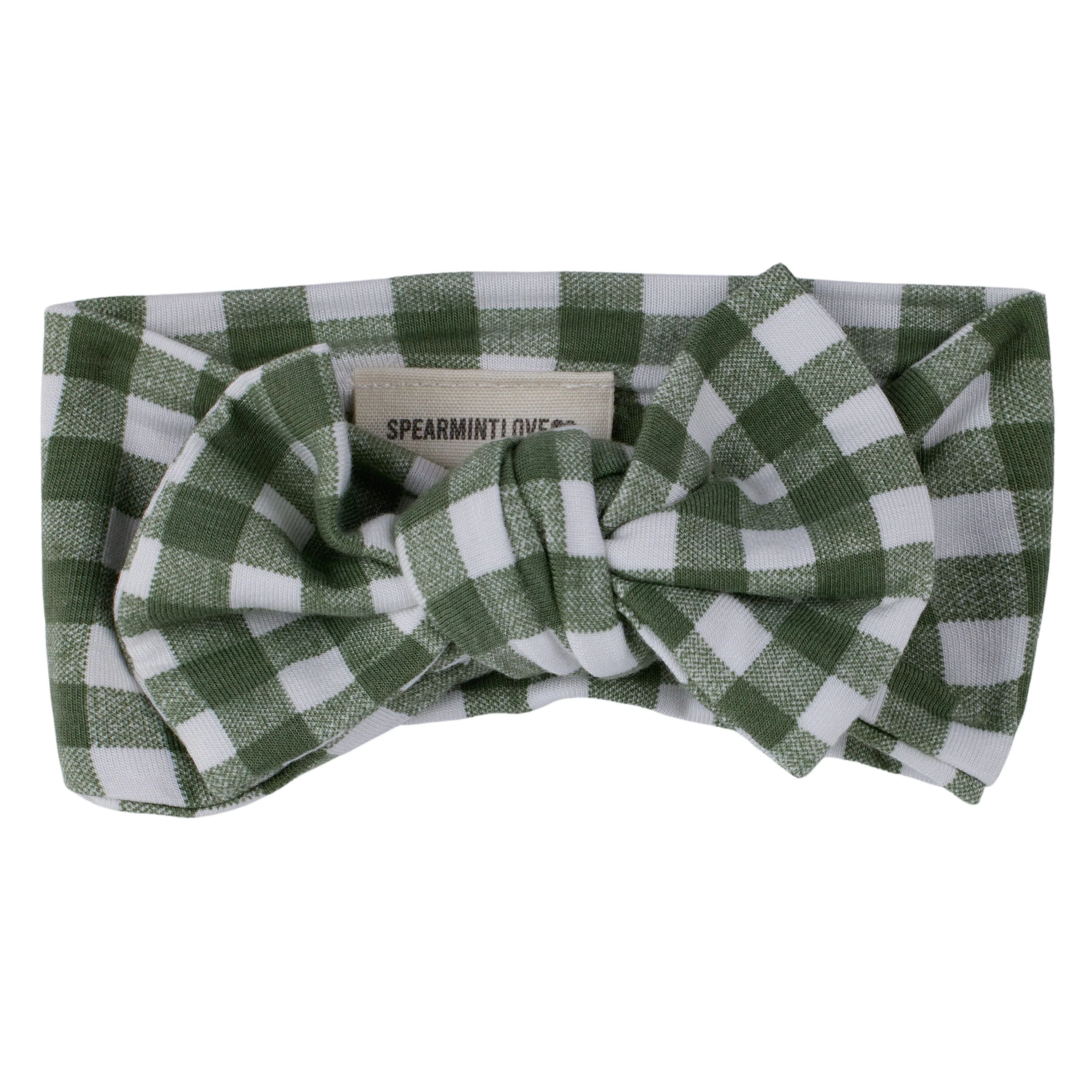 Knot Bow, Sage Gingham | SpearmintLOVE