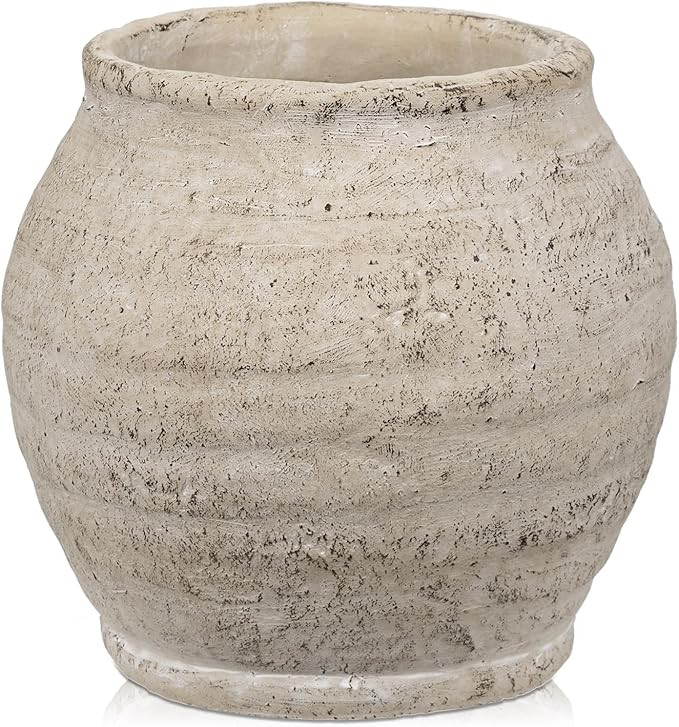 Briful 6.1'' Large Ceramic Rustic Vase Shabby Vintage Textured Vase, 4.72'' Wide Mouth Pampas Jar... | Amazon (US)
