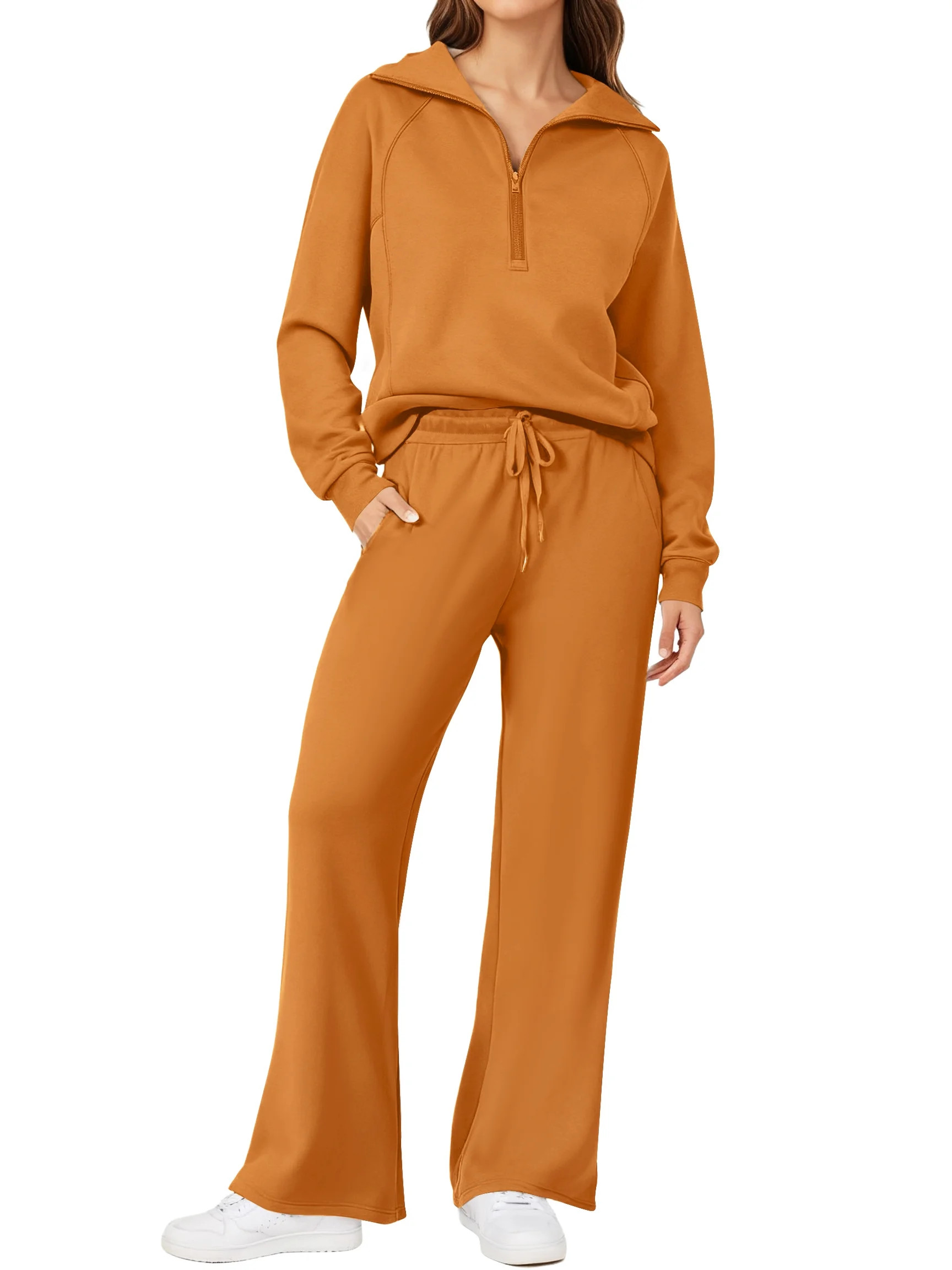 UVN Outfit Sets for Women 2 Piece Sets Winter Casual Tracksuit Long Sleeve Lounge Set Outfits wit... | Walmart (US)