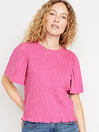 Short-Sleeve Smocked Top for Women | Old Navy (US)