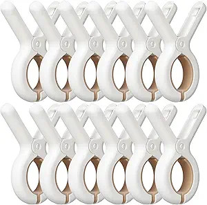 12 Pack Plastic Clothes Pins with Strong Anti-Rust Springs,Heavy Duty Beach Towel Clips,Laundry C... | Amazon (US)
