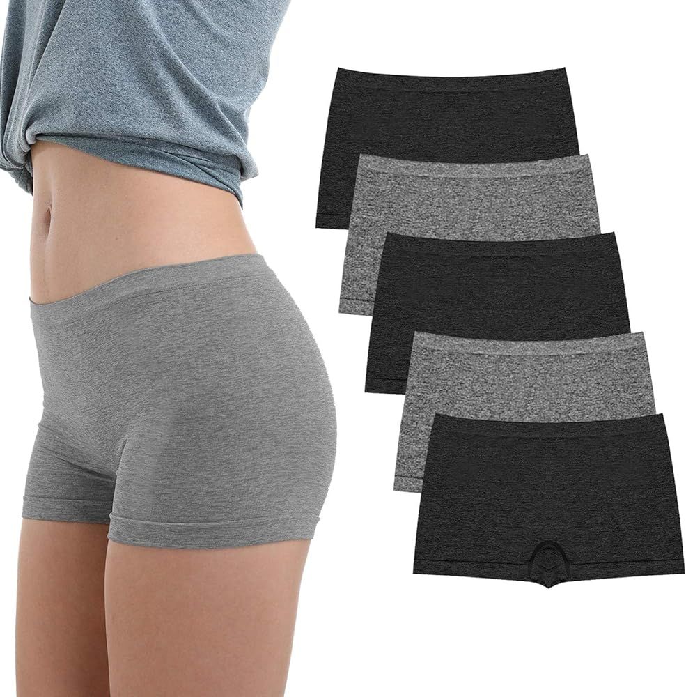 LALESTE Women's Boyshort Underwear Full Coverage Seamless Panties Soft Stretch Boxer Briefs 5 Pac... | Amazon (US)