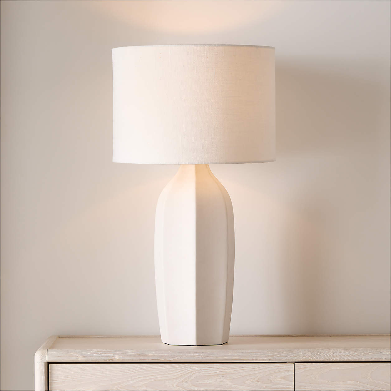 Amaryllis Large White Ceramic Table Lamp Bedroom Lighting + Reviews | Crate & Barrel | Crate & Barrel