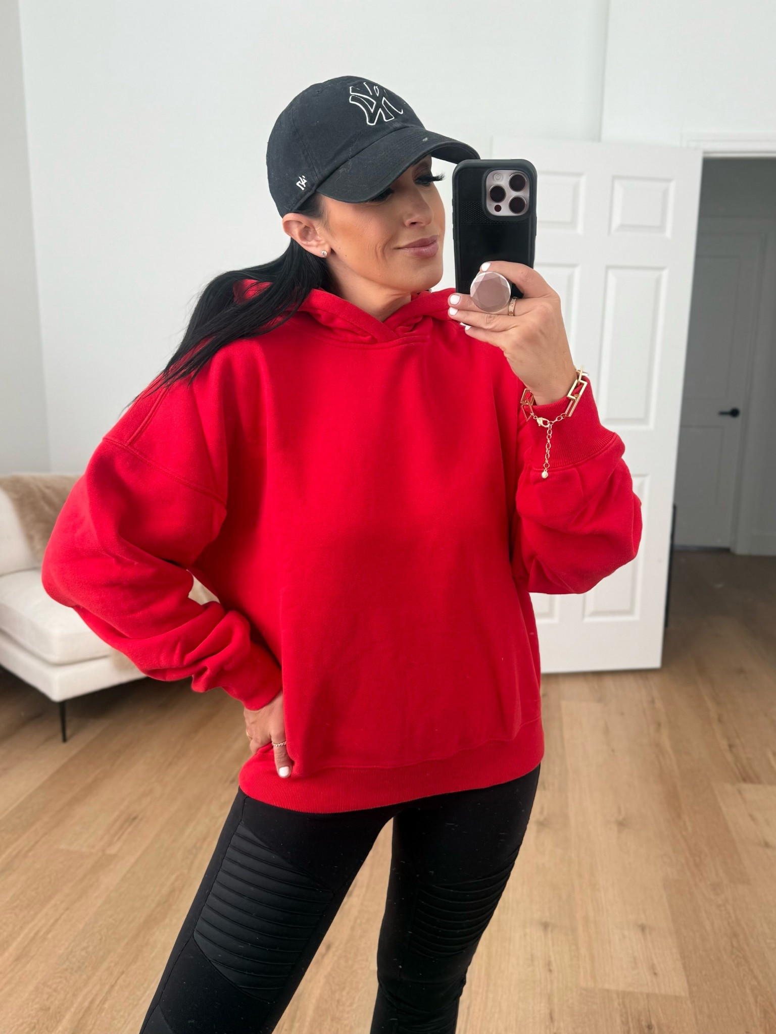 Alo Yoga Moto Leggings. Abercombie Sunday Hoodie wearing size medium $52 originally $70. 
