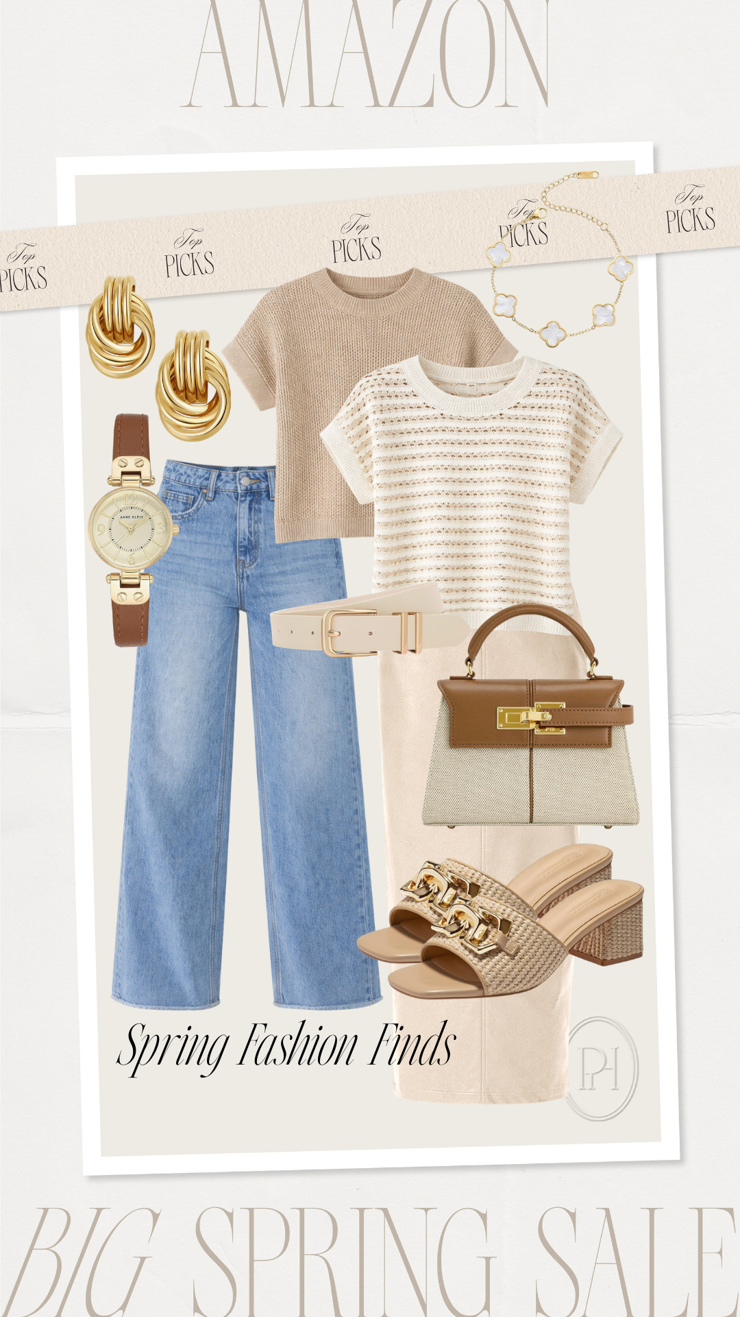 Amazon Big Spring Sale fashion finds!

wide leg jeans, wide leg denim, spring fashion, spring style, spring looks, spring outfit, knit tees, knit tops, gold earrings, watch, neutral handbag, block heel sandals, neutral sandals, high heeled sandals, striped shirt, neutral top, white belt, tan skirt, neutral skirt, midi skirt, bracelet, neutral fashion 

 #LTKgrwm #LTKootd #LTKSaleAlert