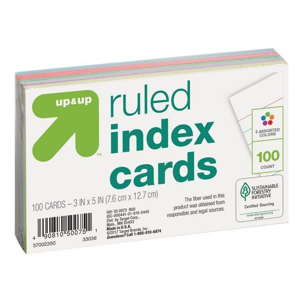100ct 3" x 5" Ruled Index Cards - up & up™ | Target