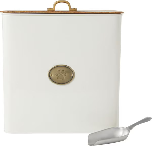 Frisco Dog & Cat Paw Food Storage Canister, White, 34 qt/136 cups, 1 count | Chewy
