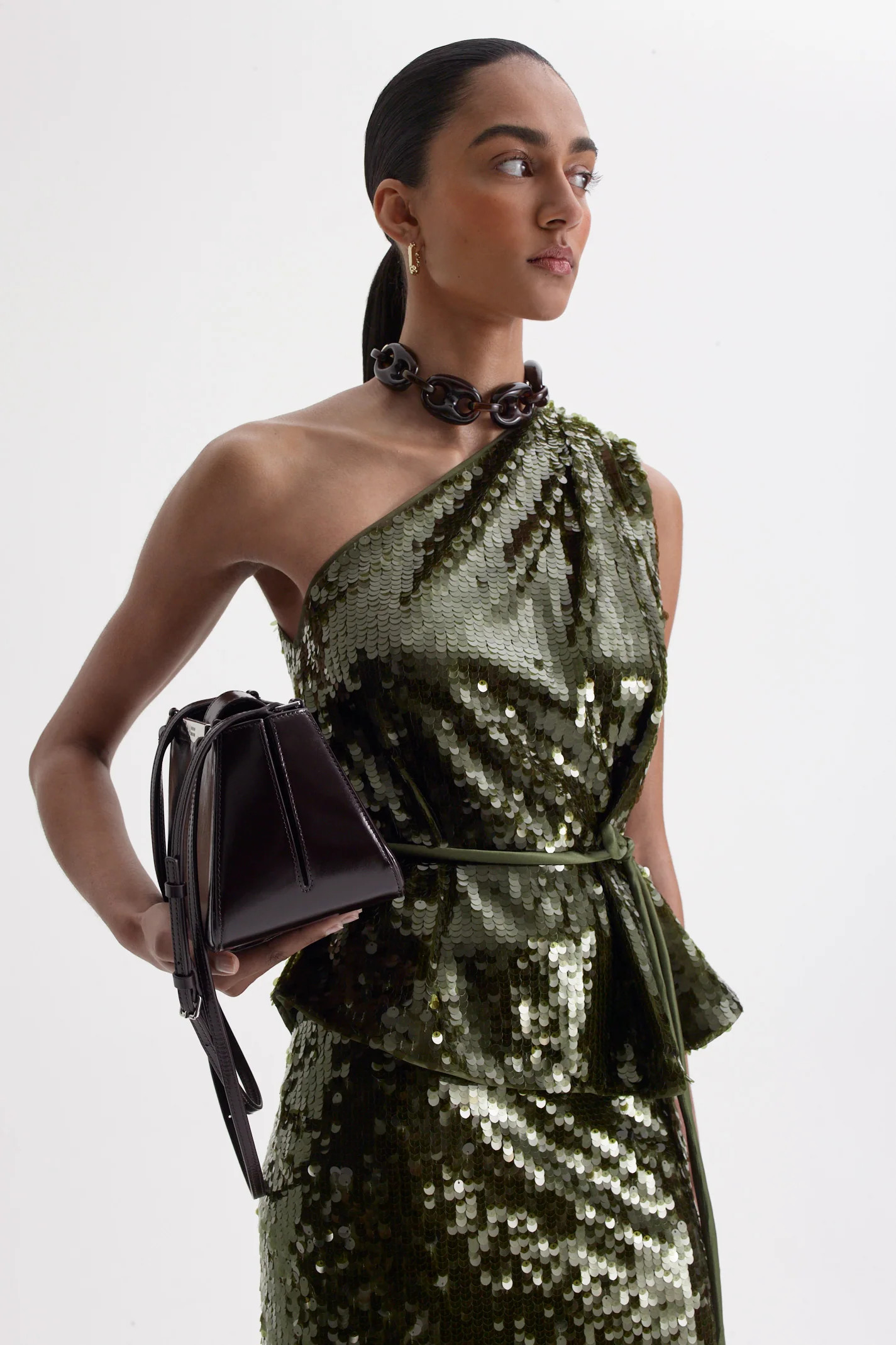 SEQUIN ONE SHOULDER TOP - DARK.JUNGLE - Scanlan Theodore | Scanlan Theodore AU