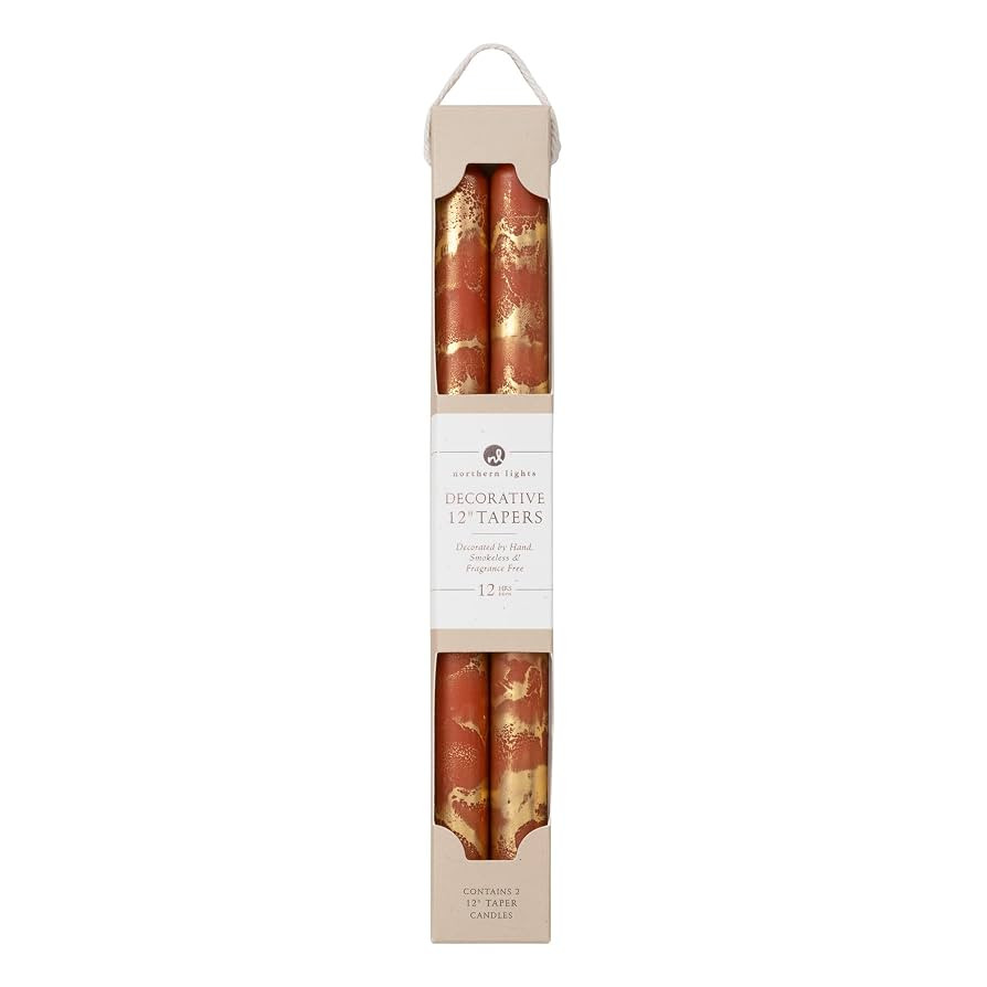 Premium Decorative Tapers - 12" 2PK - Terra Cotta w/Gold - 73301 | Amazon (US)