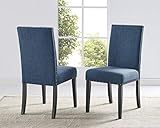 Roundhill Furniture Biony Blue Fabric Dining Chairs with Nailhead Trim, Set of 2 | Amazon (US)