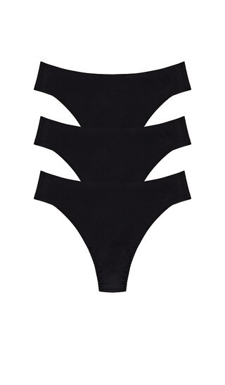 SPANX Smooth Fit-to-you Thong Pack Of 3 in Black. | Revolve Clothing (Global)