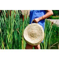 Round Handmade basket Straw bag  Round straw bag, Round basket, Summer carrycot, palm tree leaves bag, boho bag, French market basket | Etsy (US)