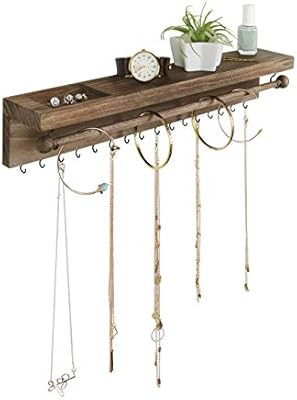 Rustic Jewelry Organizer Wall Mounted - Hanging Necklace Holder - Wall Mounted Jewelry Hanger - F... | Amazon (US)