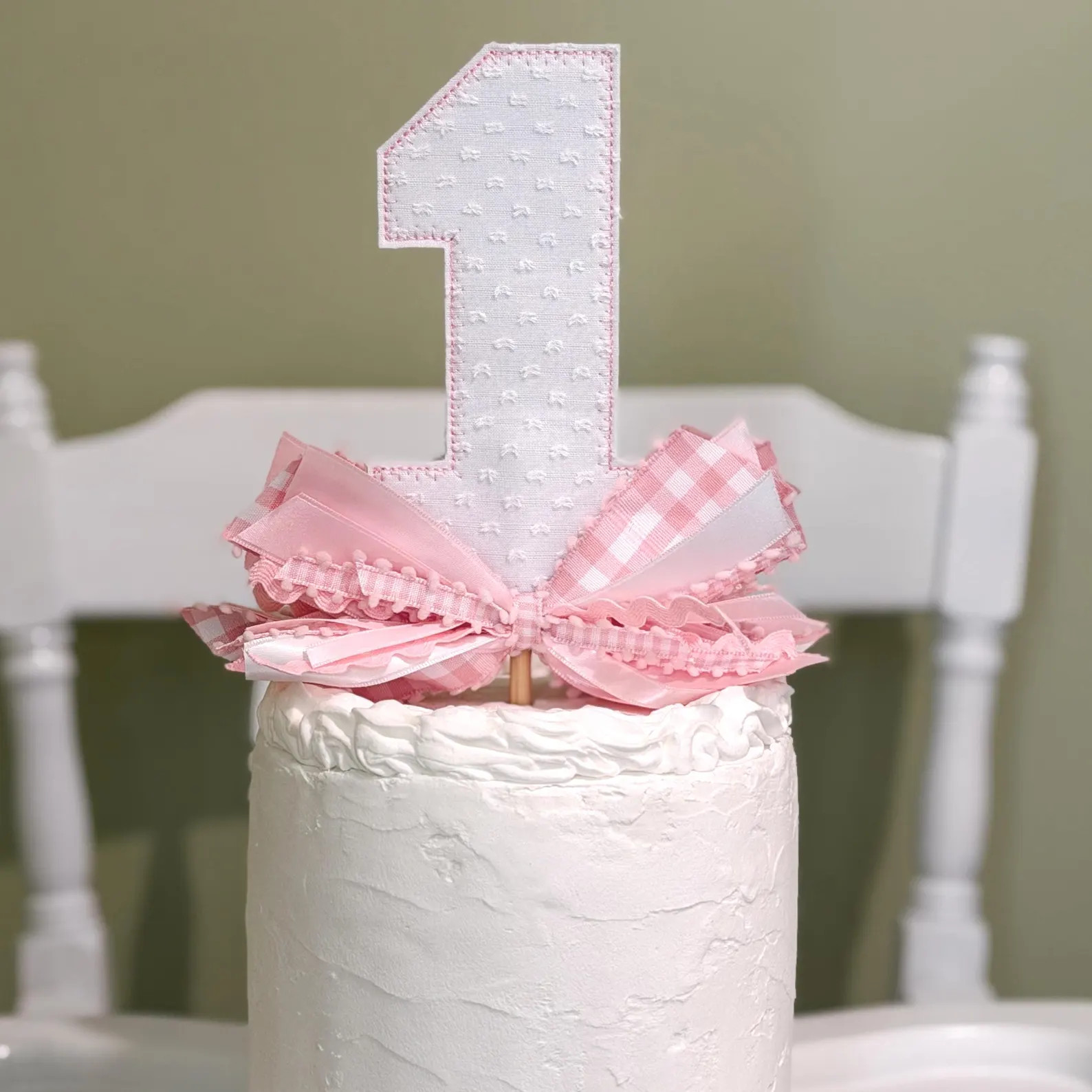 Light Pink Swiss Dot "1" Cake Topper, First Birthday Decoration, Girl's Birthday Decor | Etsy (Global)