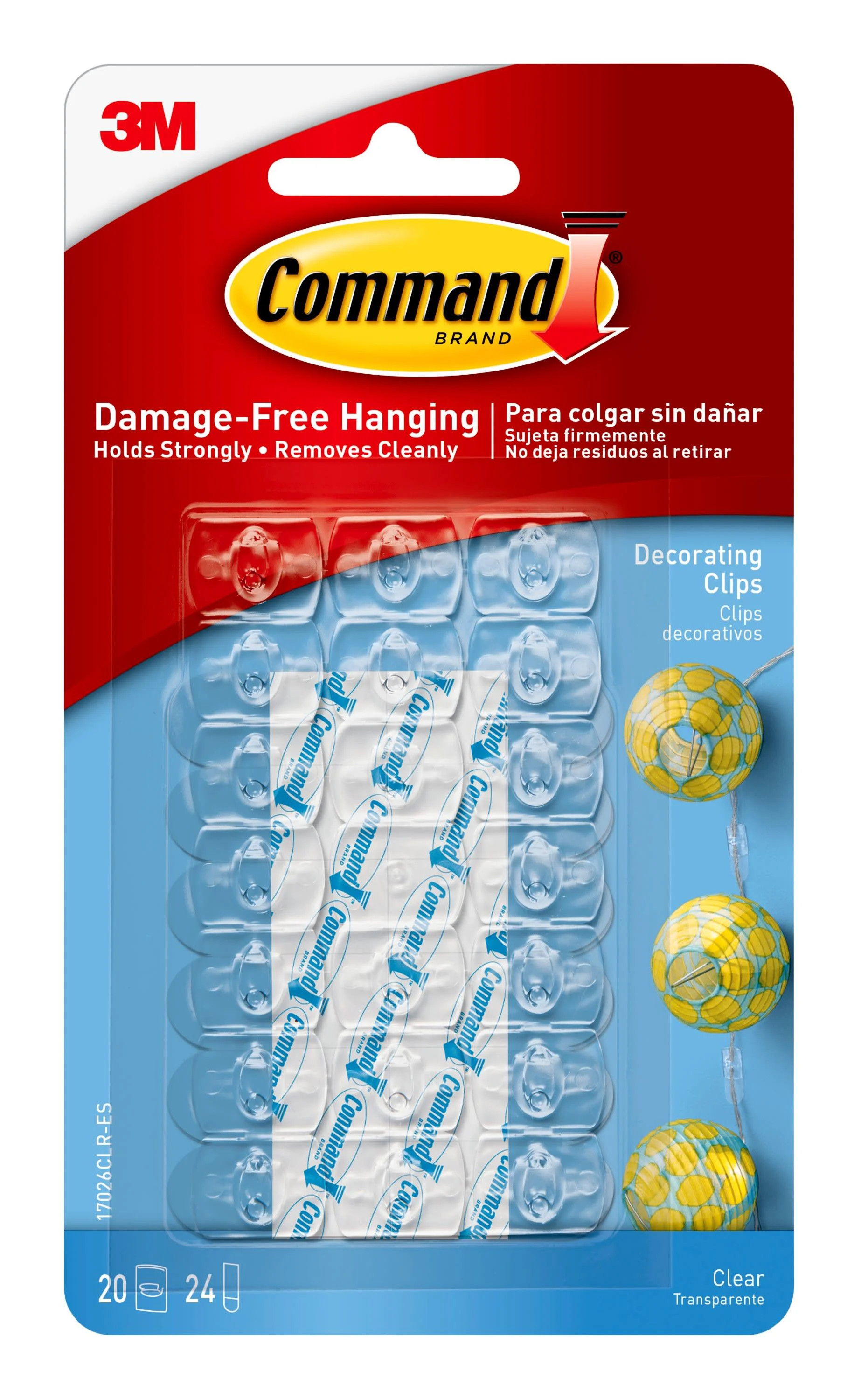 Command Decorating Clips, Clear, 20 Clips, 24 Clear Strips/Pack - Walmart.com | Walmart (US)