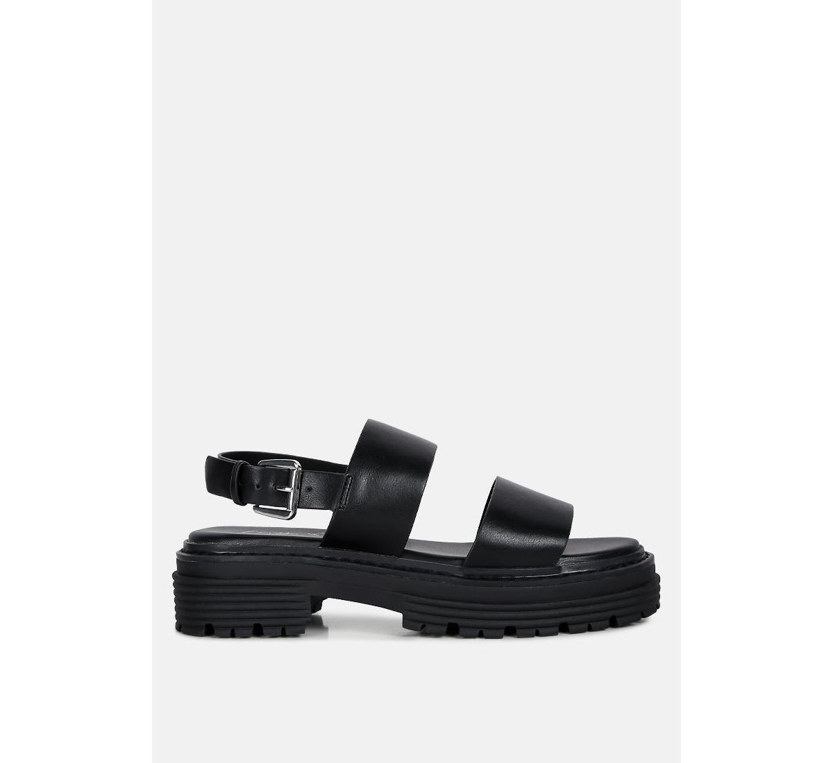 Joan dual strap platforms sandals with buckle - Black | Macy's