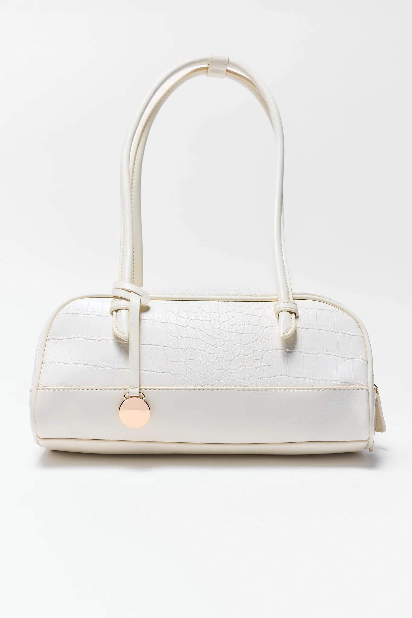 Ivory Textured Faux Leather Bag | Avara