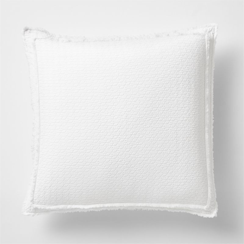 Organic Cotton White Eyelash Fringe Euro Sham + Reviews | Crate & Barrel | Crate & Barrel
