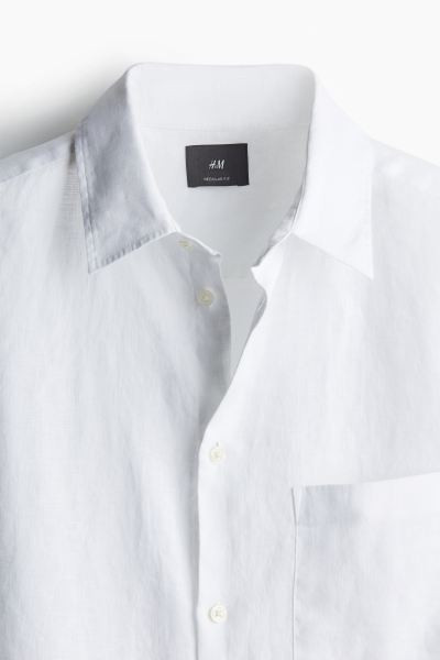 Regular Fit Linen Shirt - Long sleeve - Regular length - Dark beige - Men | H&M US | H&M (US + CA)
