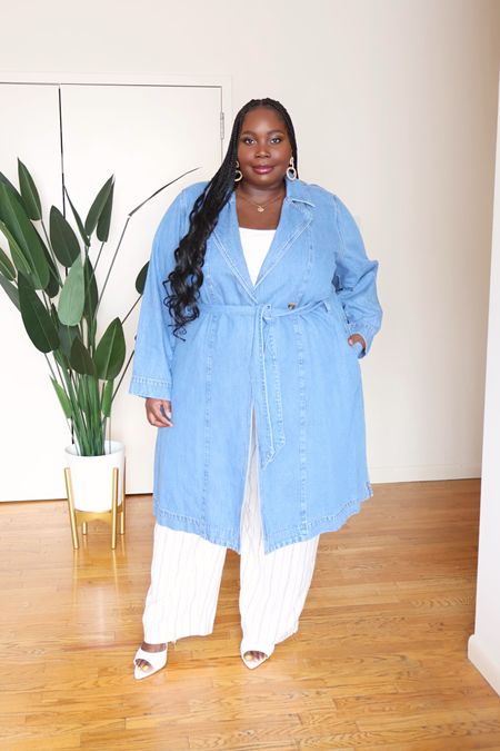 Looking for spring outerwear? Checkout this plus size denim trench coat. 

#LTKMidsize #LTKPlusSize #LTKOver40