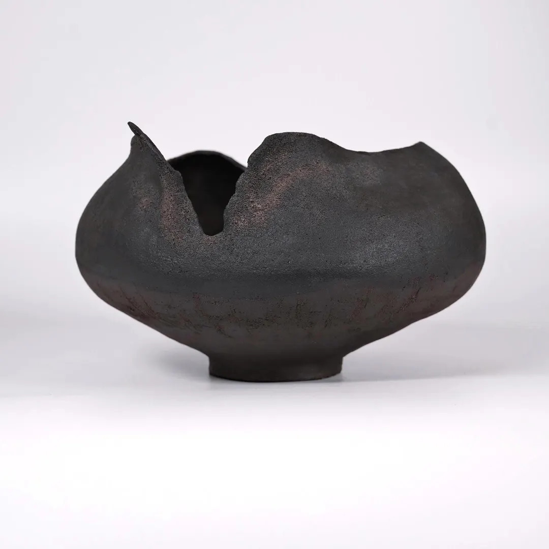 Handmade Black Ceramic Sculptural Vase, Minimalist Modern Home Decor, Unique Textured Pottery - E... | Etsy (US)