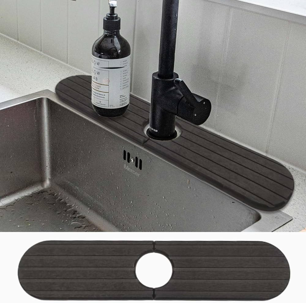 Kitchen Faucet Absorbent Mat, Dark Gray Diatomite Splash Guard for Sink Faucet, Faucet Mat for Ki... | Amazon (US)