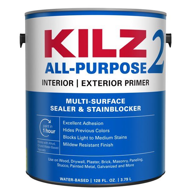 KILZ 2 Interior/Exterior Multi-Surface Primer, Sealer & Stainblocker, White, Water-Based - New Lo... | Walmart (US)