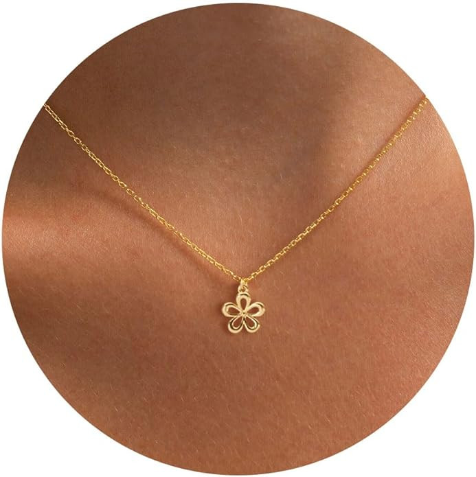 VRIUA Gold Necklace for Women - 14K Gold Plated Dainty Italian Horn Star of David Butterfly Sun L... | Amazon (US)