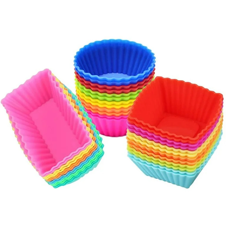 Silicone Cupcake Muffin Baking Cups Liners 36 Pack Reusable Non-Stick Cake Molds Sets | Walmart (US)