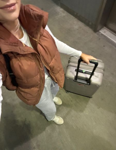 Airport outfit!
Small in vest. Small in joggers. True size in shoes 
#kathleenpost #traveloutfit #planeoutfit #airport

#LTKstyletip #LTKtravel #LTKSeasonal