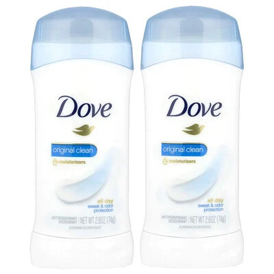 Dove, Antiperspirant Deodorant, Original Clean, 2 Pack, 2.6 oz (74 g) Each | iHerb