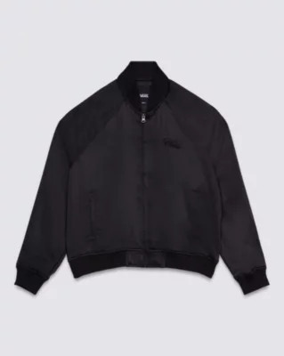 Satin Cropped Bomber Jacket(Black) | Vans (US)