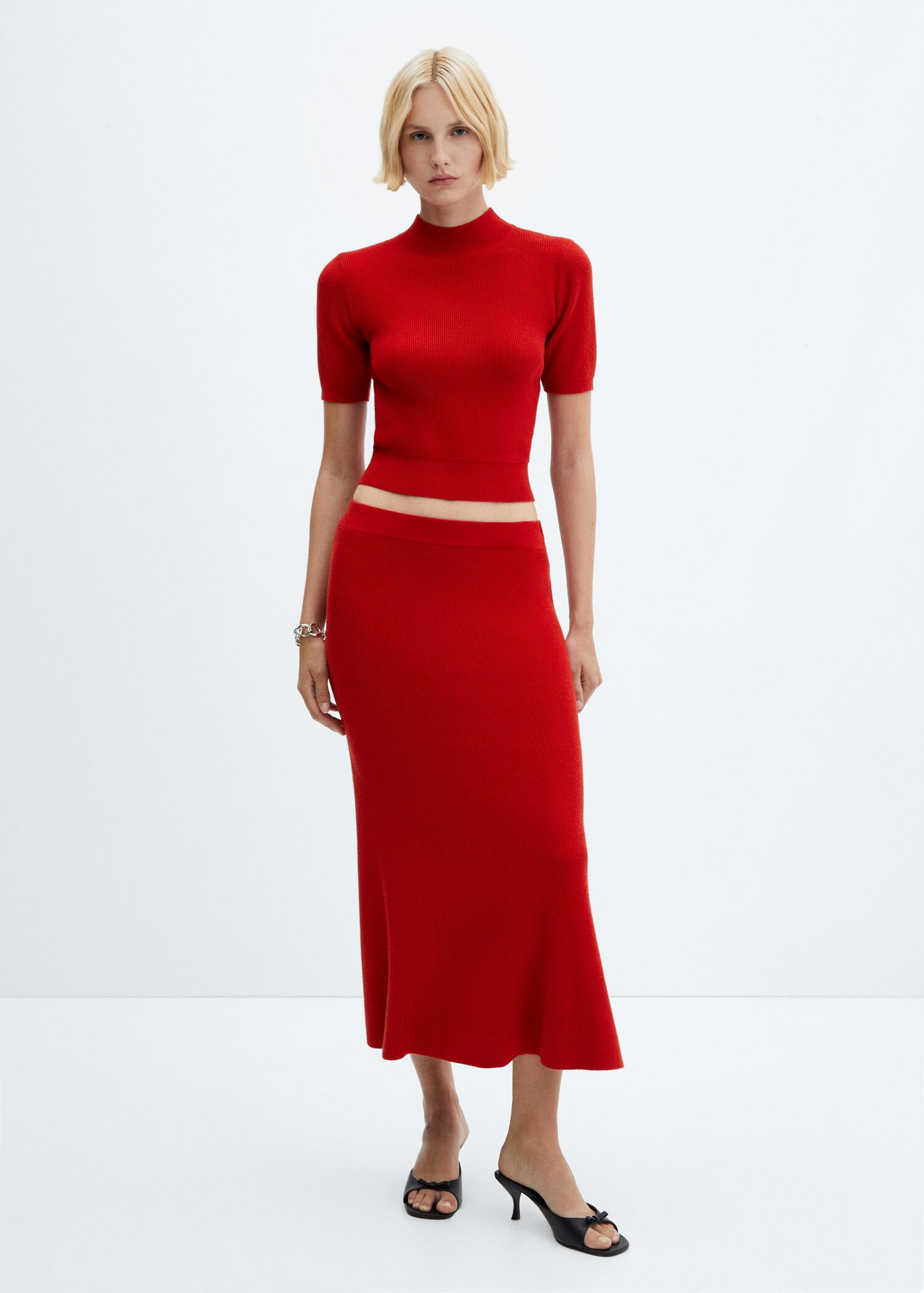 Ribbed midi skirt -  Women | Mango USA | MANGO (US)