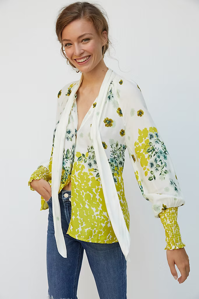 Fidela Tie-Neck Buttondown | Anthropologie (US)