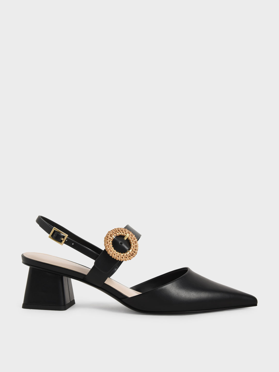 Woven Buckle Slingback Heeled Pumps
 - Black | Charles & Keith UK