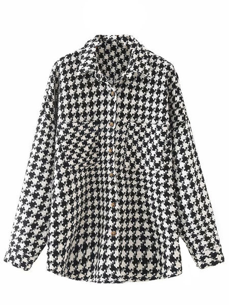 'Sonya' Houndstooth Shacket With Pockets | Goodnight Macaroon