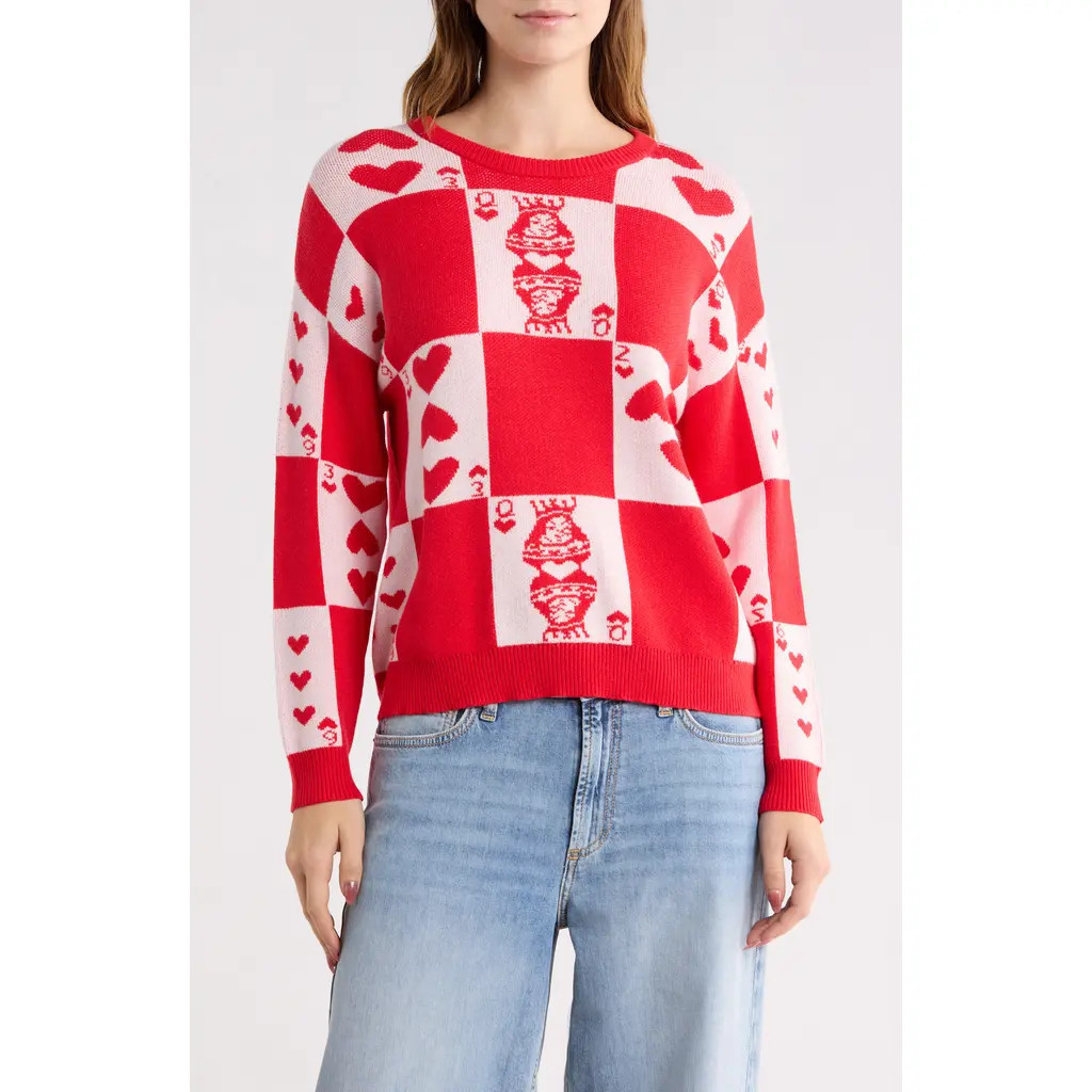 Vigoss Solitaire Hearts Sweater in Red at Nordstrom Rack, Size Small | Nordstrom Rack