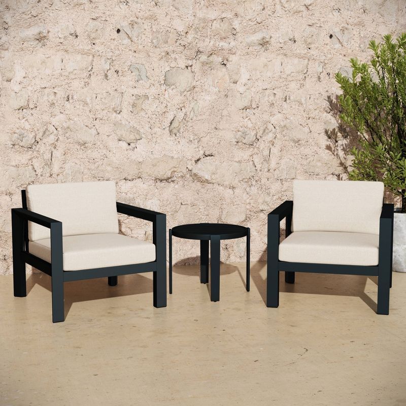 Haven Way 3pc Monterey Aluminum Outdoor Small Space Chat Set Black | Target