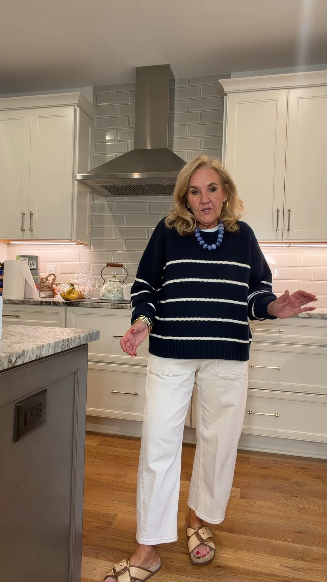 Sized up to a large in this sweater to create this very oversized look it’s a substantial 100% cotton sweater
My barrel jeans are off-white and wearing a medium petite. They’re super stretchy and very comfortable.
Found my sandals over half price true to size
20% off Allie & Bess code NANETTE20

#LTKOver40 #LTKootd #LTKPetite