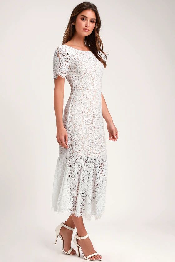 Love You Tonight White Lace Midi Dress | Lulus (US)