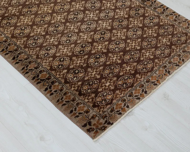 3x6 Vintage Turkish Rug: Brown Oushak Handwoven Rug | Etsy (Global)