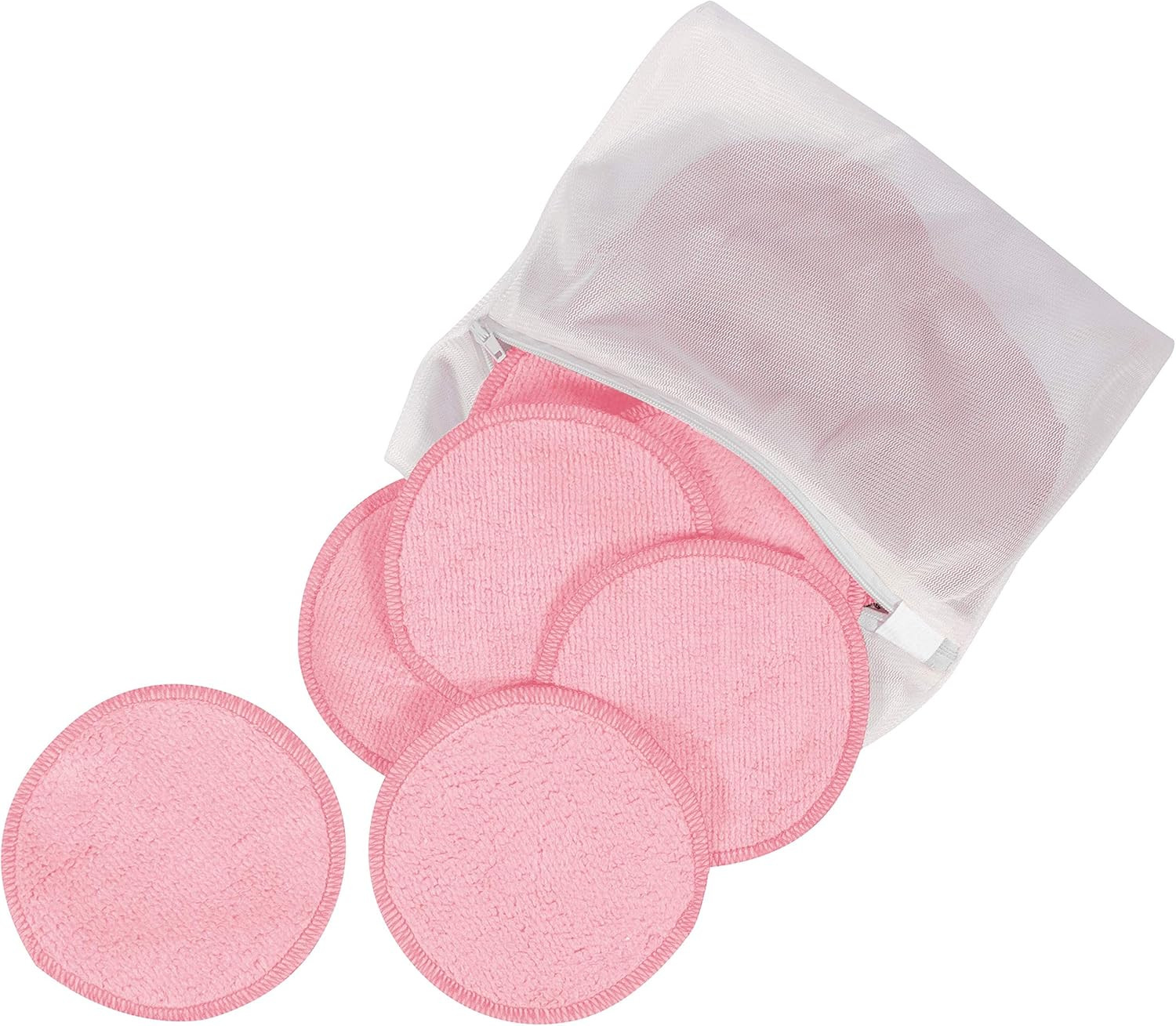 S&T INC. Always Off Reusable Makeup Remover Cloths, Round Pads with Mesh Laundry Bag, Pink, 4.25 in. | Amazon (US)