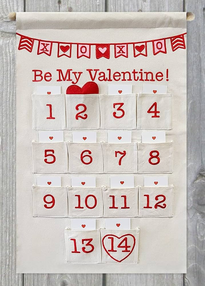 Valentine's Countdown Calendar by Pockets of Learning | Heartwarming Canvas Wall Hanging Decor wi... | Amazon (US)