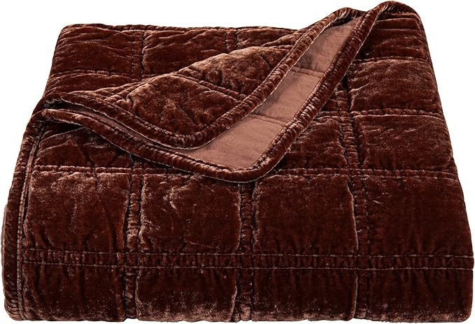 HiEnd Accents Stella Faux Silk Velvet Throw Blanket Copper Brown 50x60 inch | Amazon (US)