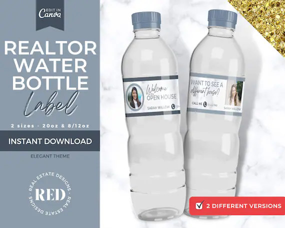 REALTOR Water Bottle Label Realtor Marketing Open House - Etsy | Etsy (US)