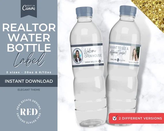 REALTOR Water Bottle Label Realtor Marketing Open House - Etsy | Etsy (US)
