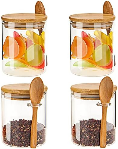 NEPIVEL 4 Pack Glass Jars with Bamboo Lids, 18.5Oz Glass Containers with Airtight Bamboo Lid and ... | Amazon (US)