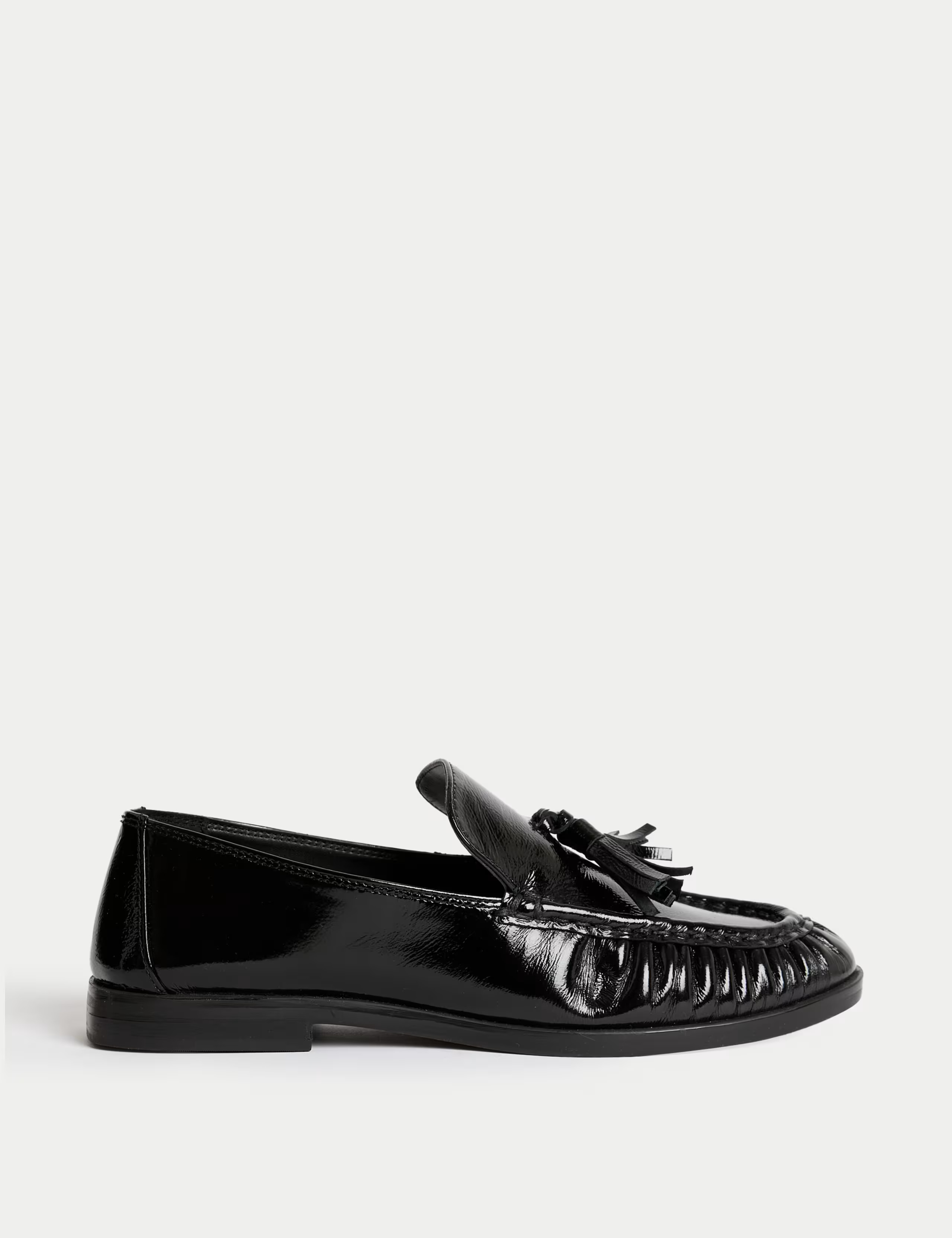 Leather Patent Ruched Tassel Flat Loafers | Marks & Spencer (UK)